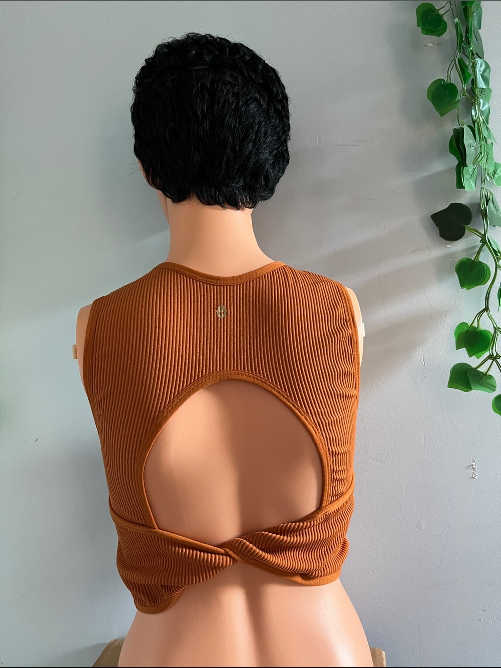 Spiritual Gangster Ribbed Open-Back Crop Top - Rust